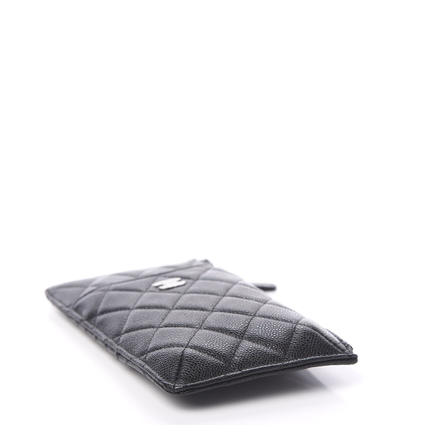 Caviar Quilted Classic Flat Wallet Pouch Black