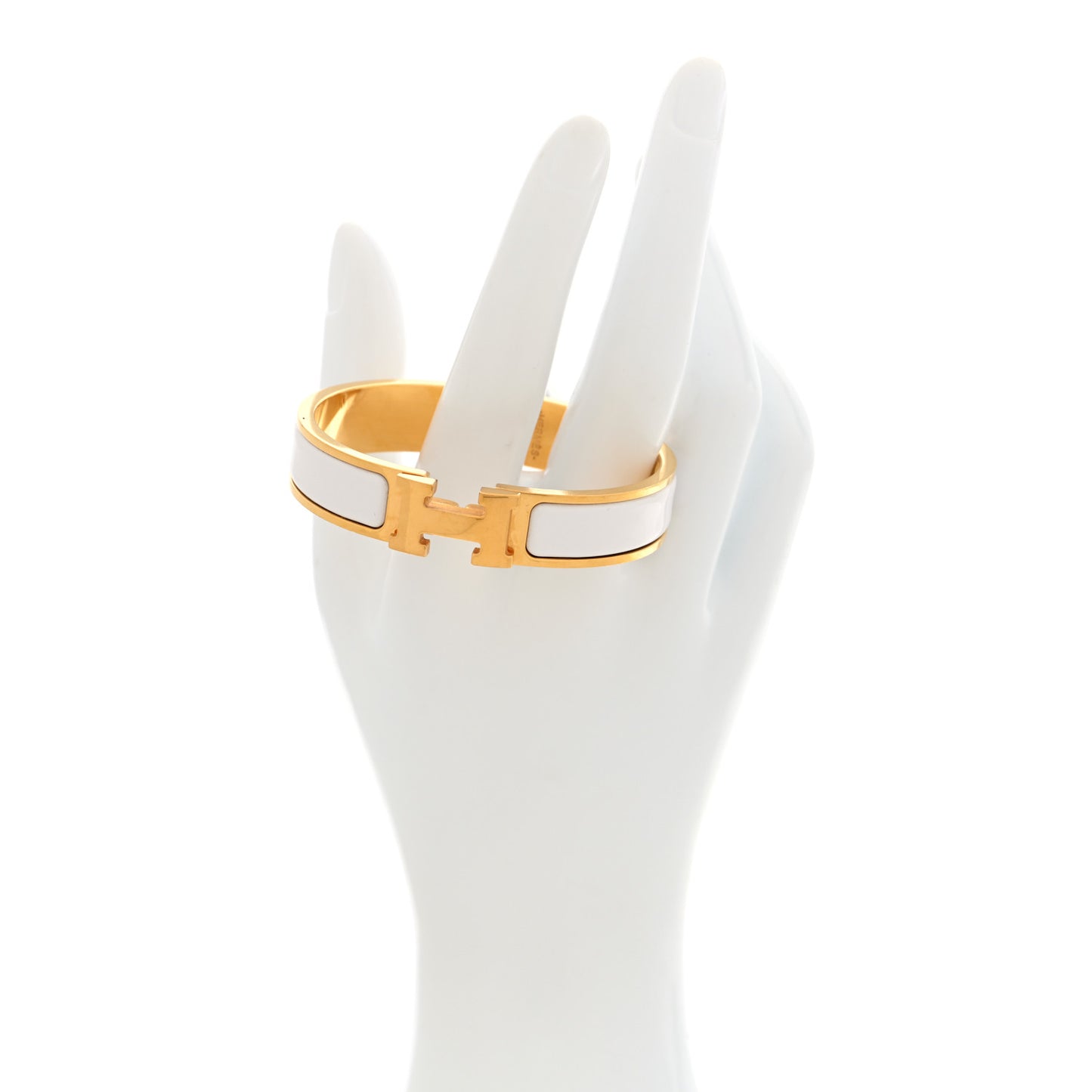 Enamel Narrow Clic Clac H Bracelet PM White