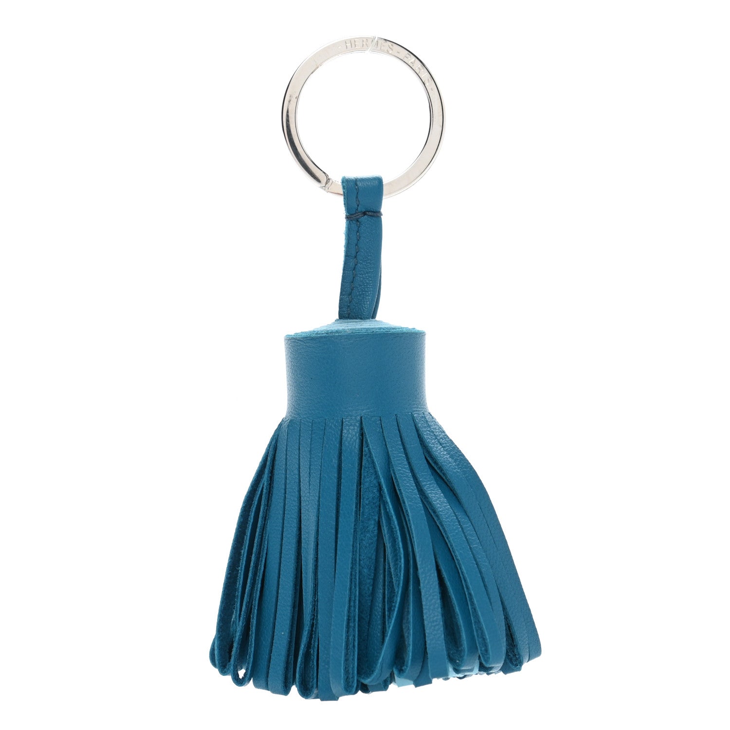Hermes Lambskin Bi-Color Carmen Tassel Key Holder Bleu Izmir Celeste 1 of 5
