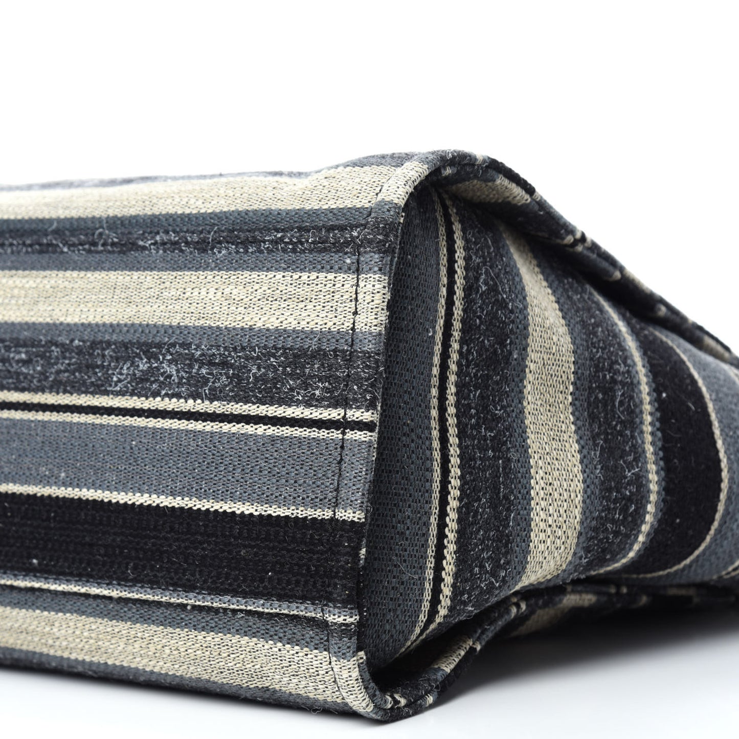 Striped Canvas Medium Deauville Tote Black