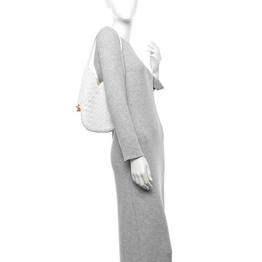 Nappa Intrecciato Small Solstice Hobo White