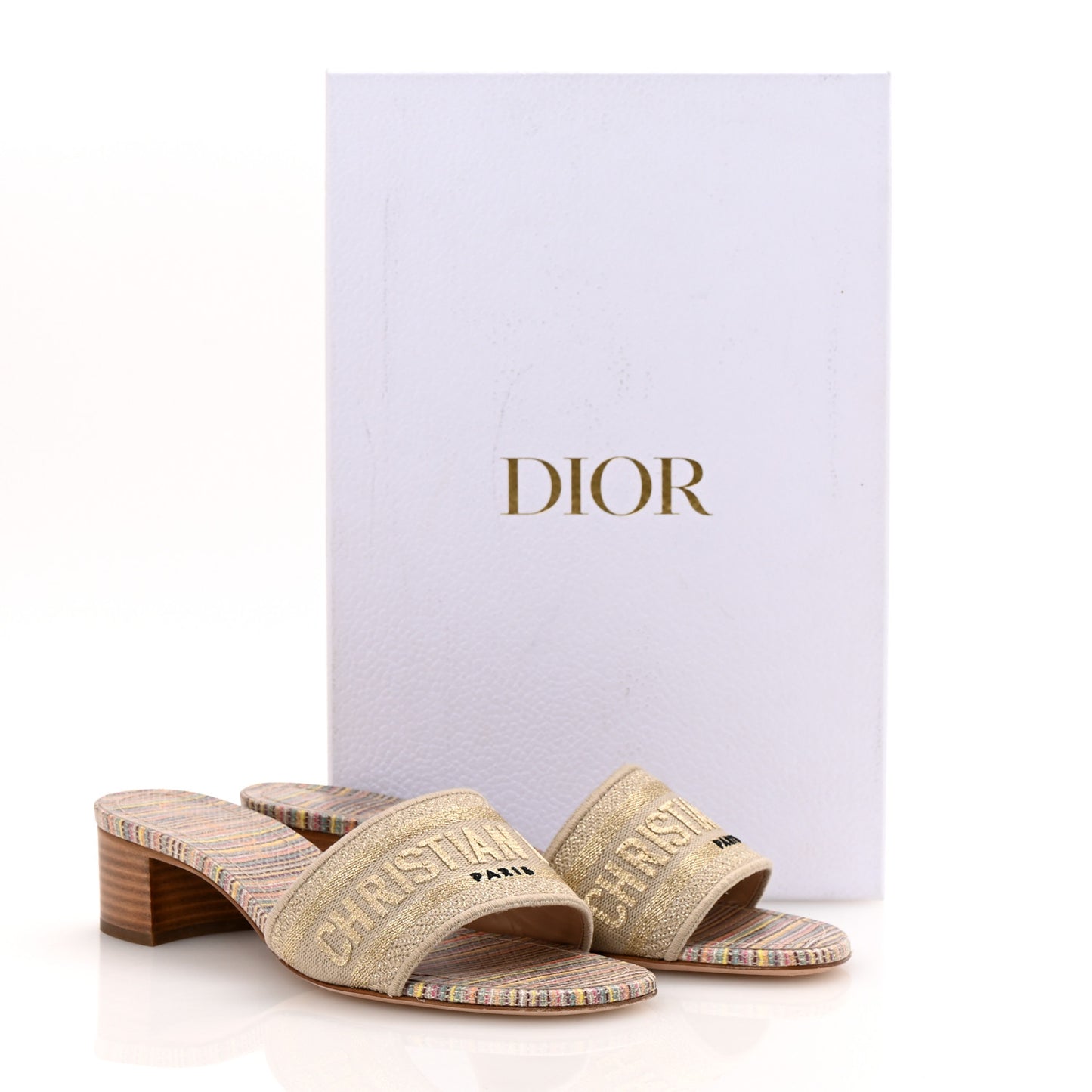 Lurex Romance Embroidered Dway 40mm Slide Sandals 36.5 Metal Multicolor
