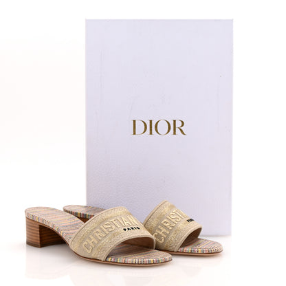 Christian Dior Lurex Romance Embroidered Dway 40mm Slide Sandals 36.5 Metal Multicolor 10 of 10