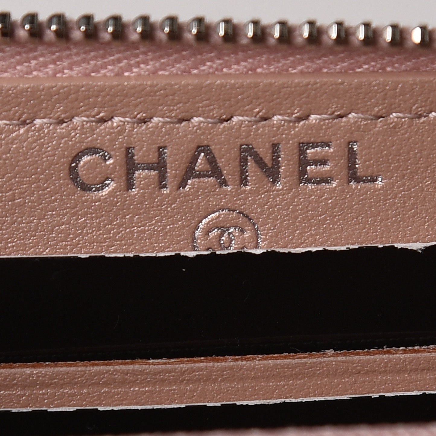 Goatskin Camellia Embossed Medium Zip Around Wallet Light Pink