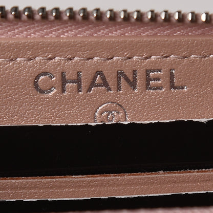 Chanel Goatskin Camellia Embossed Medium Zip Around Wallet Light Pink 6 of 9