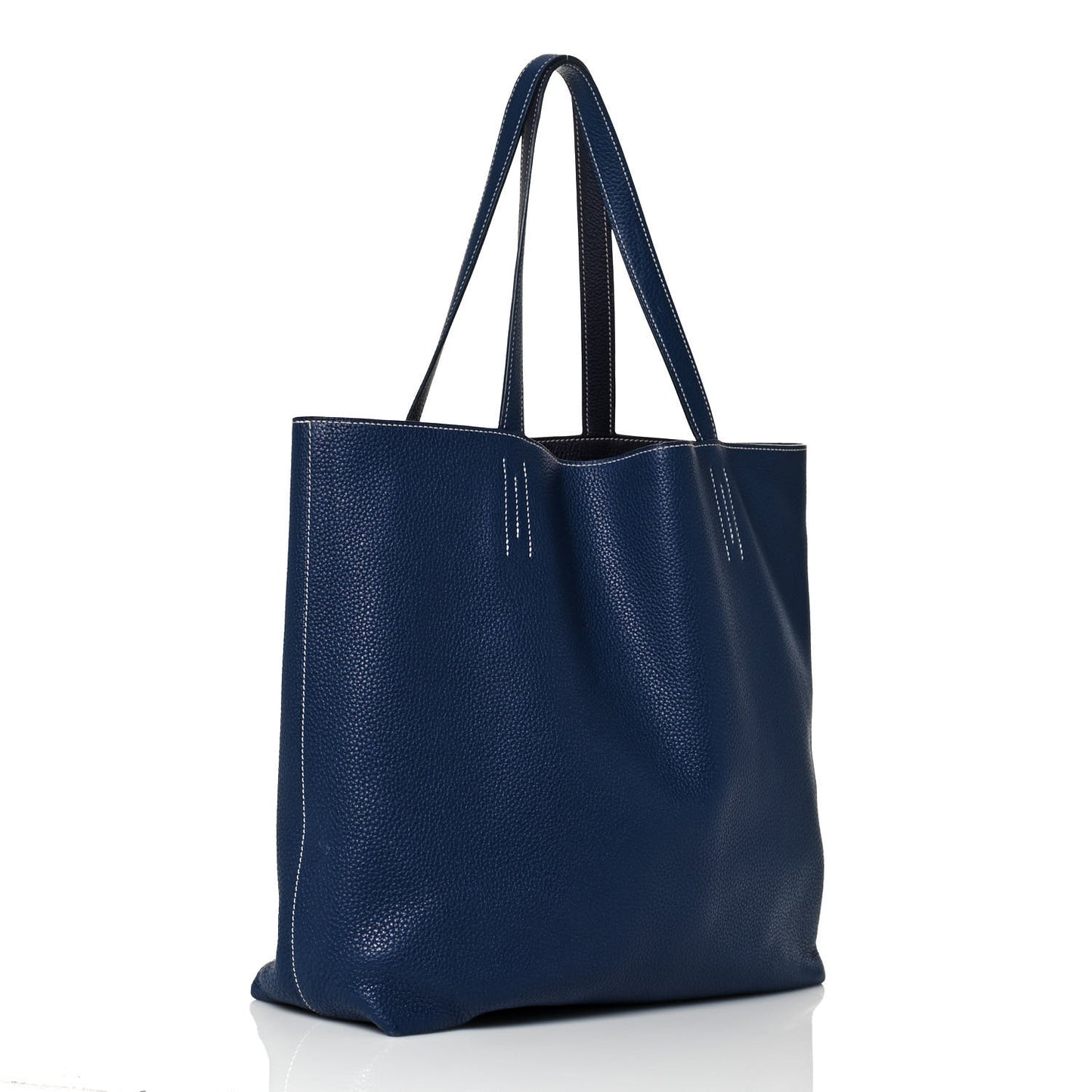 Taurillon Clemence Double Sens 36 Reversible Tote Bleu Saphir Prune