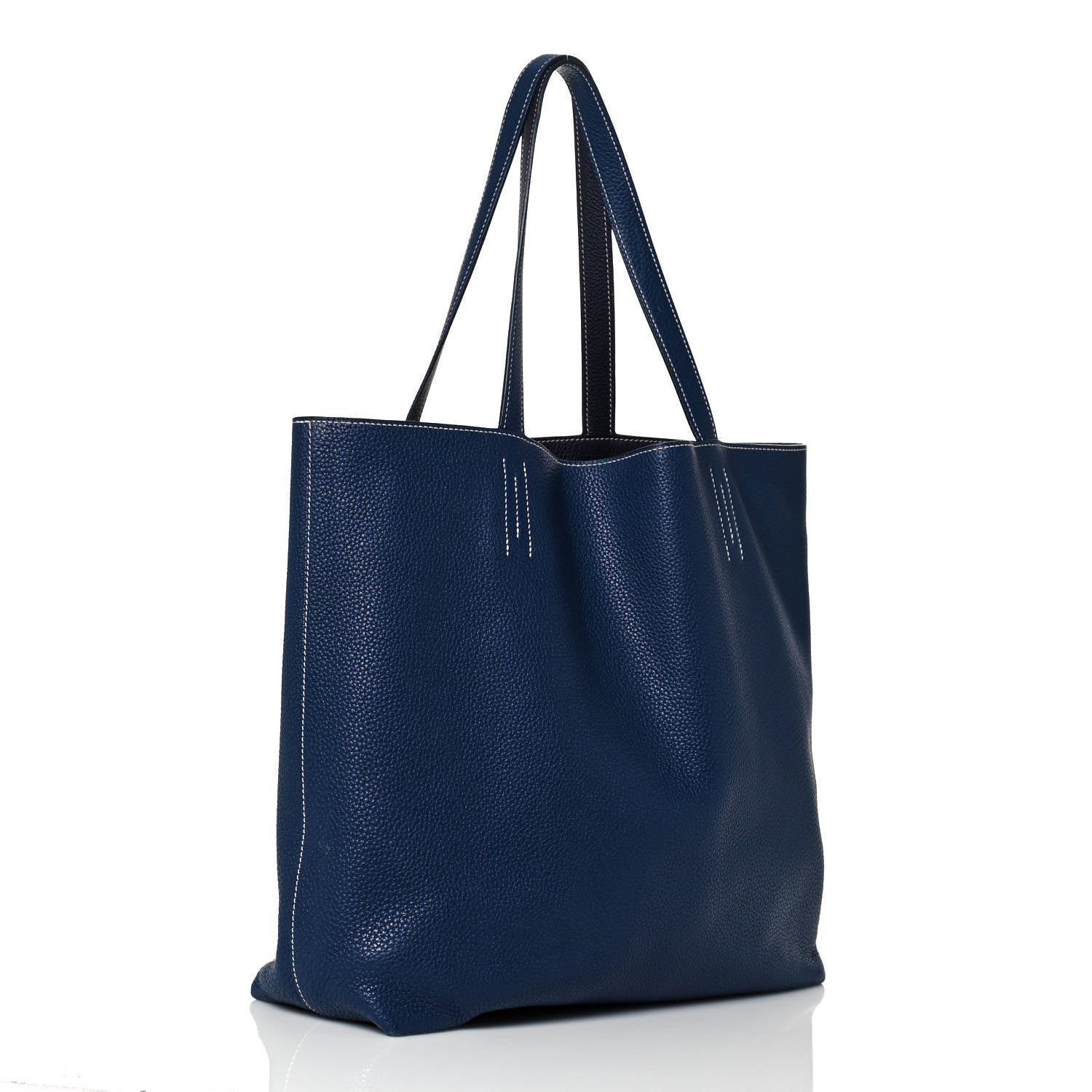 Hermes Taurillon Clemence Double Sens 36 Reversible Tote Bleu Saphir Prune 3 of 18