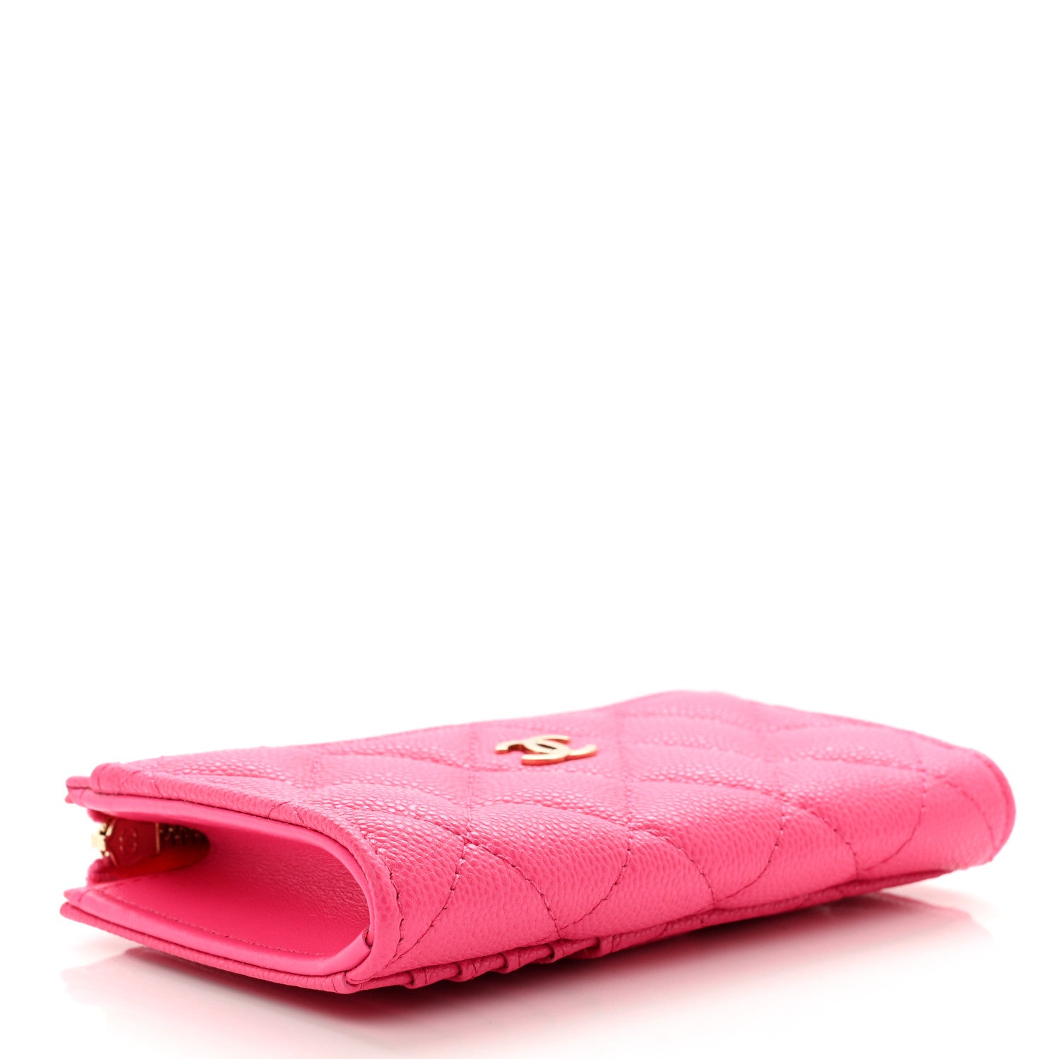 Chanel Caviar Quilted CC Zip Around Card Holder Pink 4 of 8