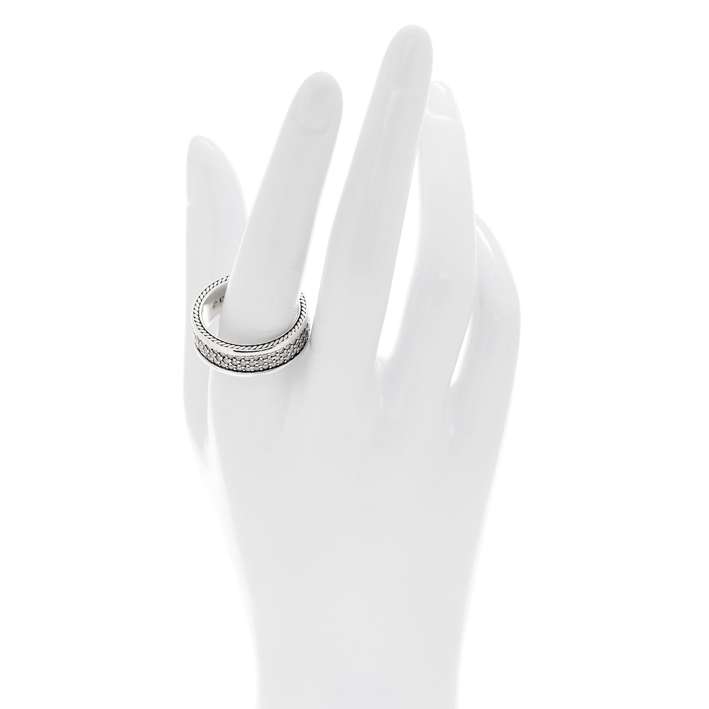 Sterling Silver Diamond Streamline Three-Row Band Ring 65 11