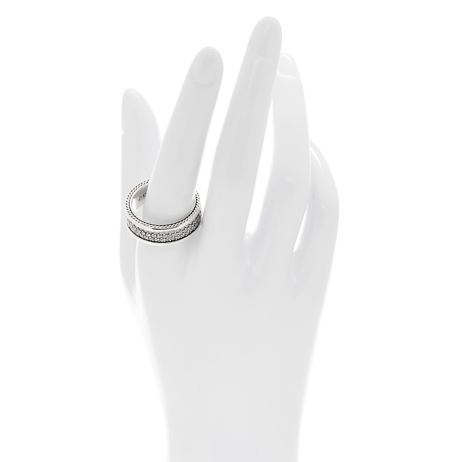David Yurman Sterling Silver Diamond Streamline Three-Row Band Ring 65 11 2 of 5