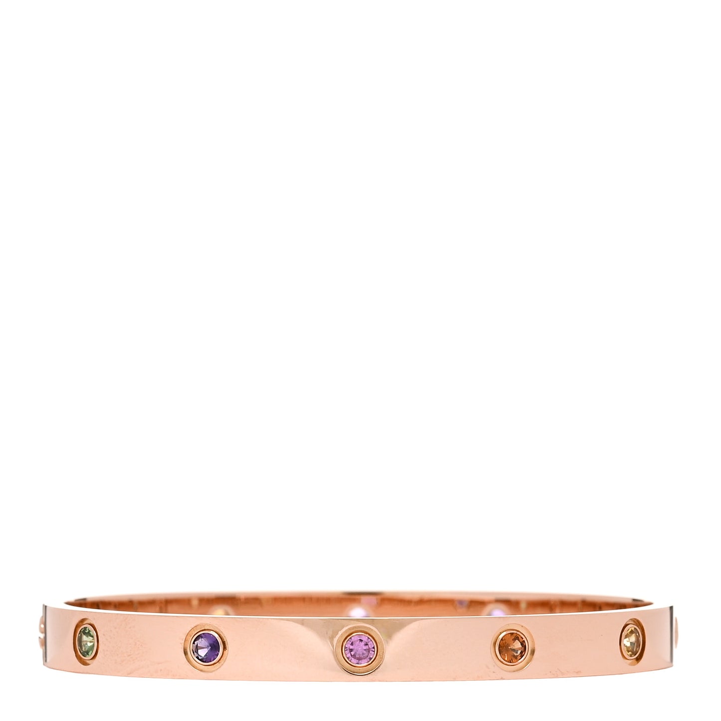 18K Pink Gold Sapphire Garnet Amethyst LOVE Bracelet 17