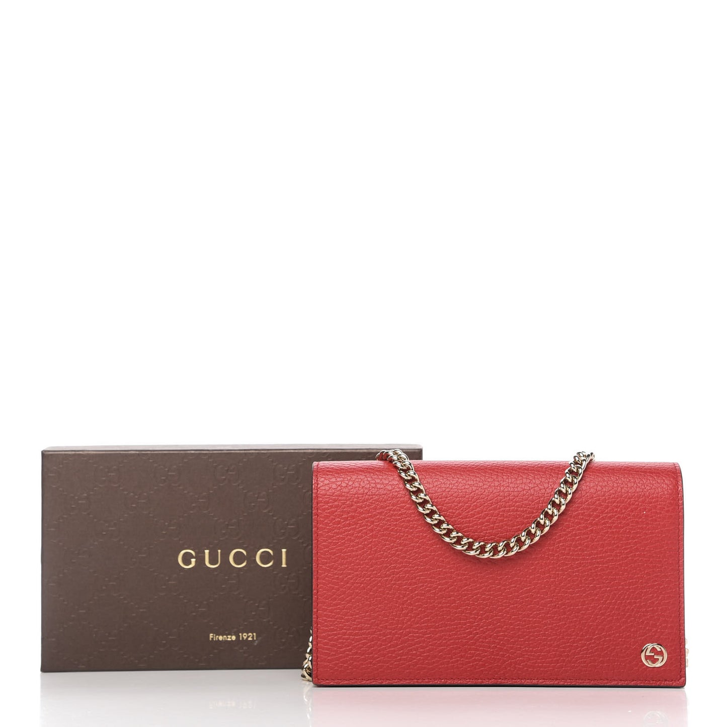 Dollar Calfskin Medium Betty Chain Wallet Tabasco