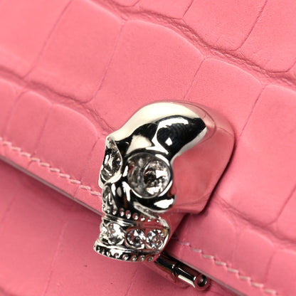 Alexander McQueen Crocodile Embossed Calfskin Skull Wallet on Chain Pink 5 of 5