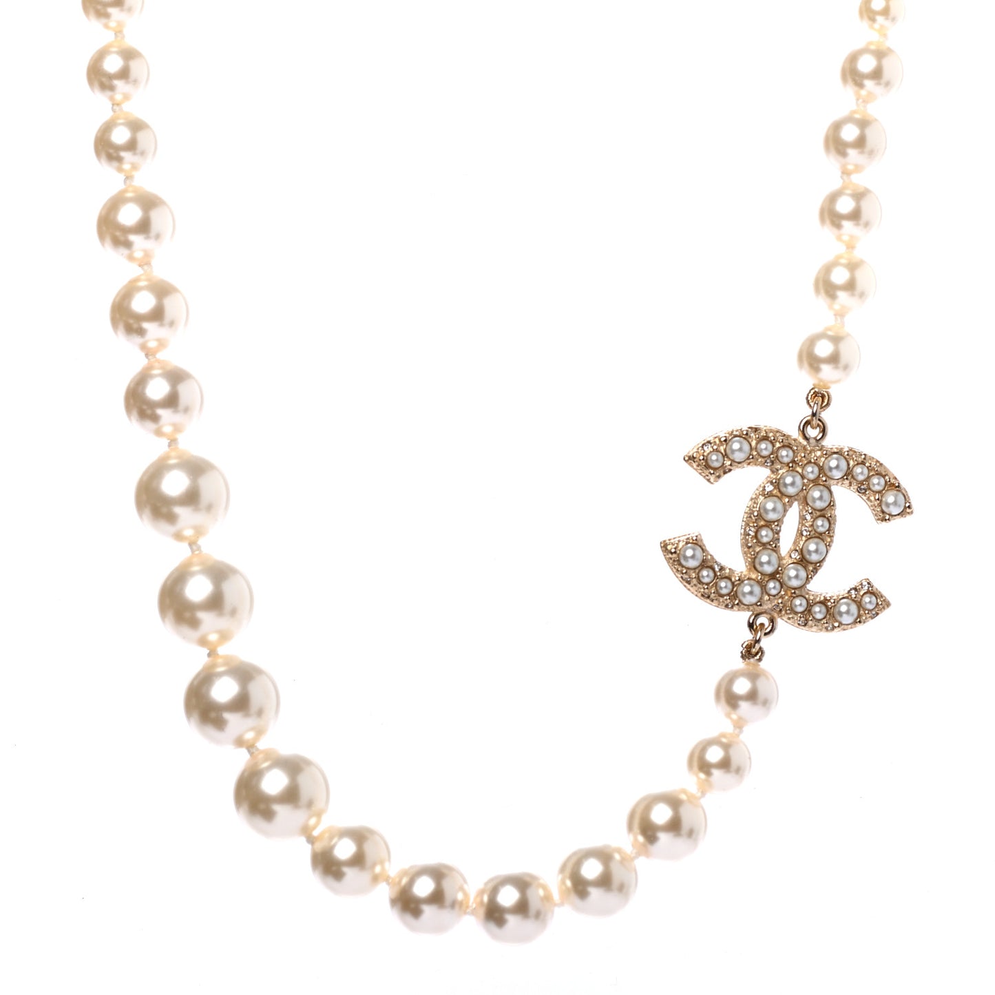 Pearl CC 100th Anniversary Necklace Light Gold