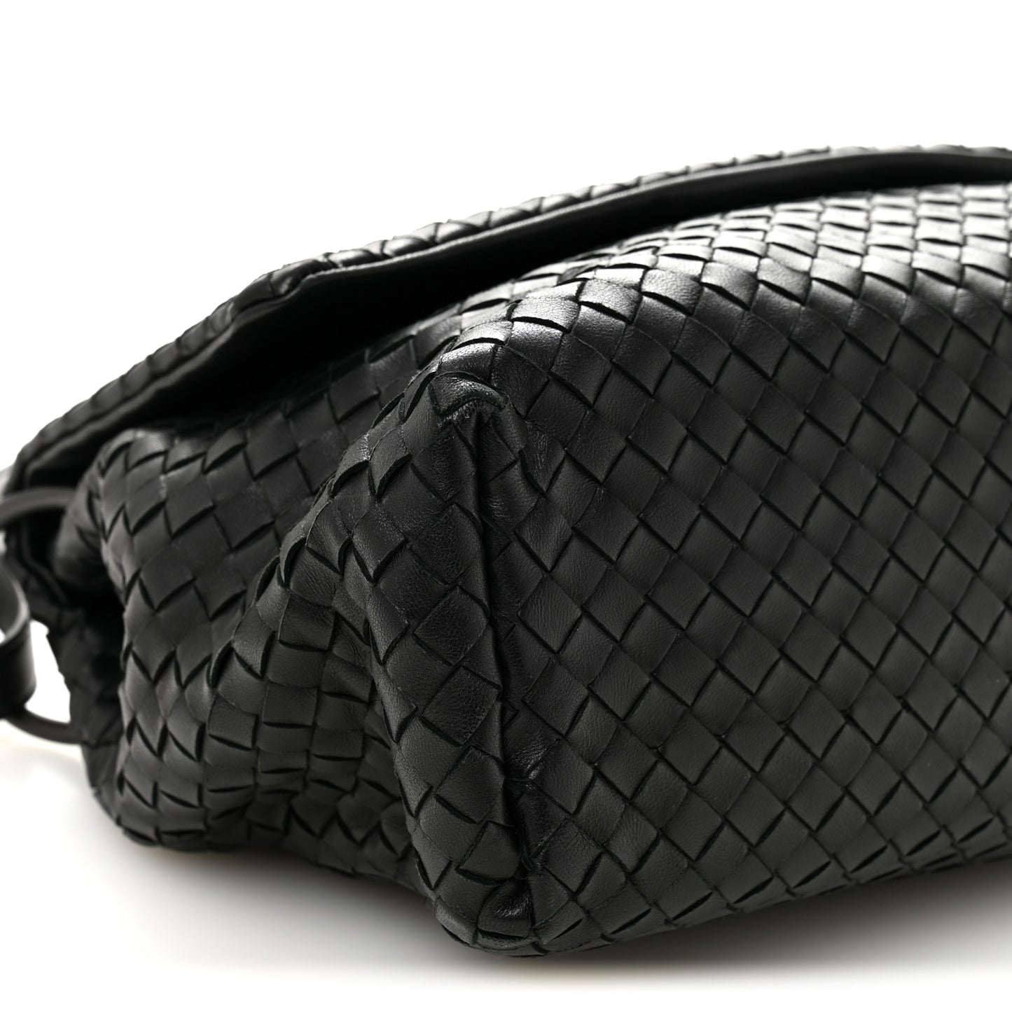 Nappa Intrecciato Flap Shoulder Bag Black
