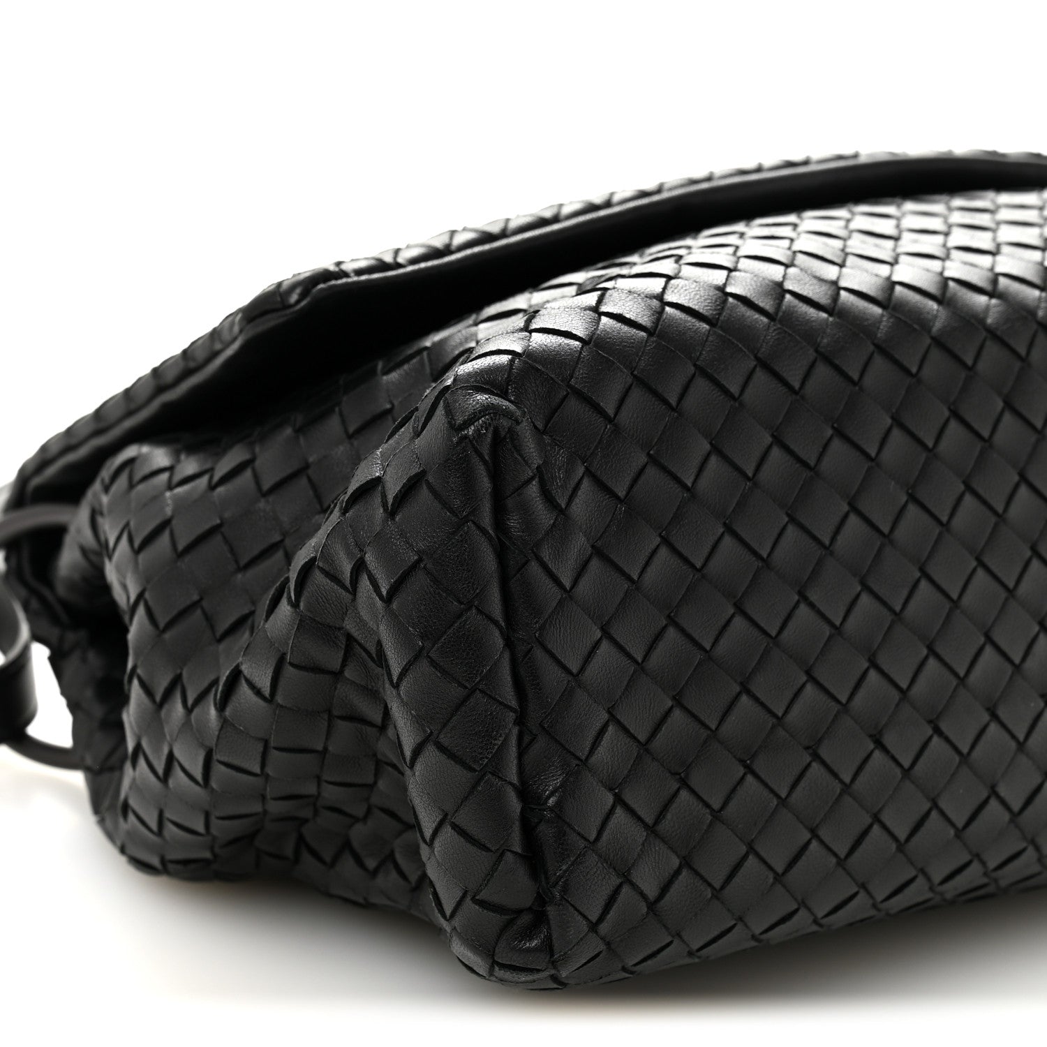 Bottega Veneta Nappa Intrecciato Flap Shoulder Bag Black 9 of 11