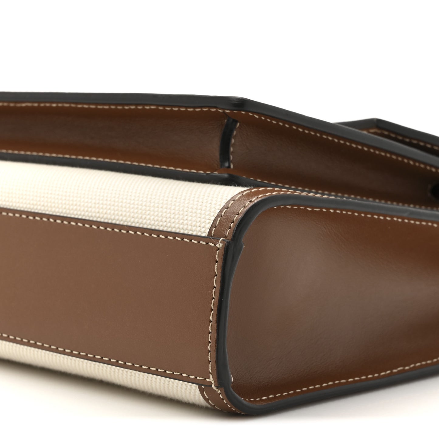 Canvas Smooth Calfskin Two Tone Mini Pocket Bag Natural Malt Brown