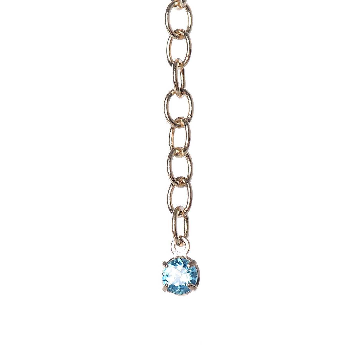 18K Yellow Gold Blue Topaz Running G Pendant Necklace