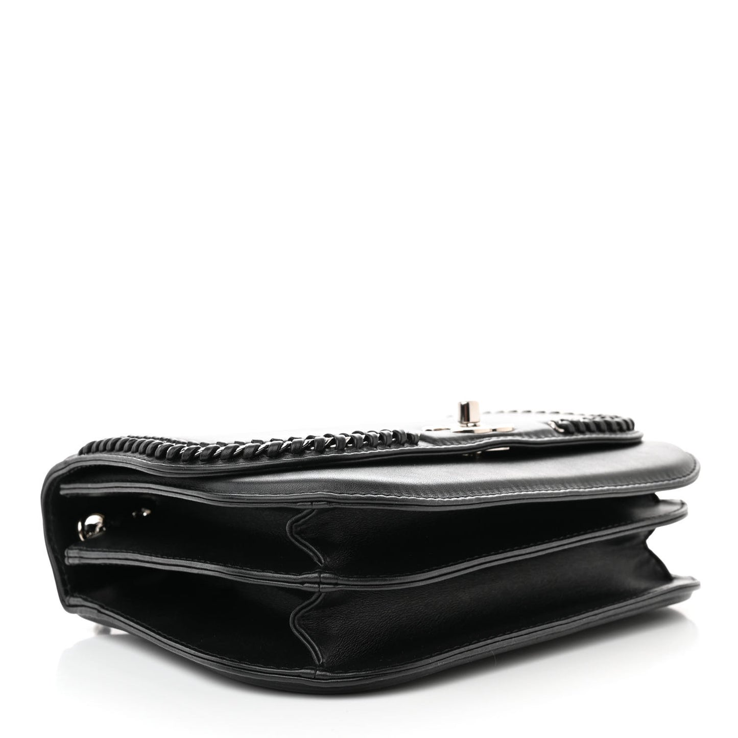 Calfskin Braided Small Chic Flap Black