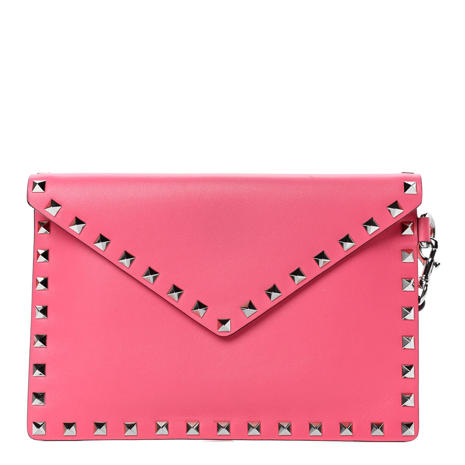 Valentino Garavani Vitello Medium Rockstud Envelope Flat Wristlet Pouch Shadow Pink 1 of 4