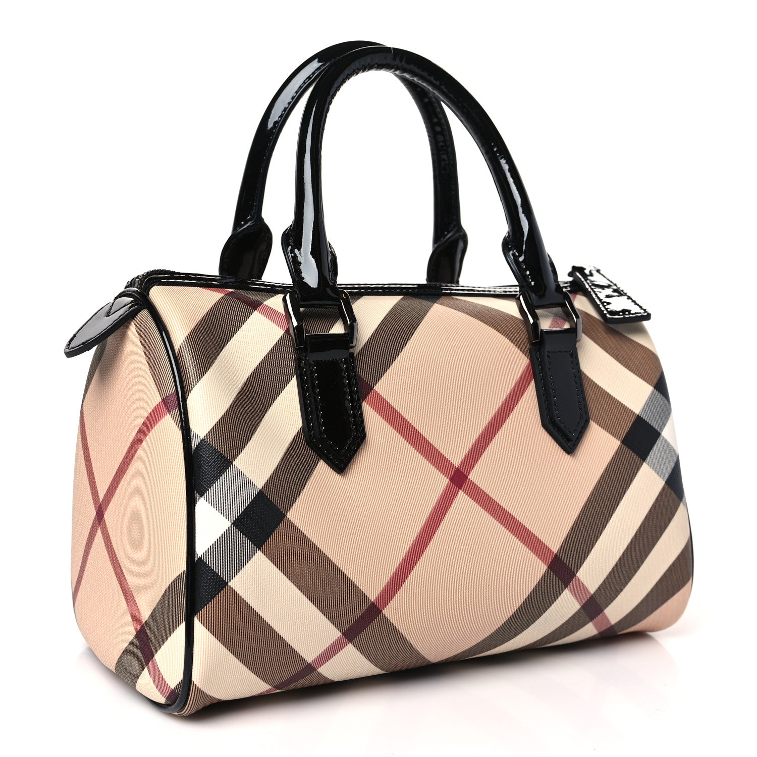 Burberry Nova Check Patent Small Chester Bowling Bag Black 3 of 8