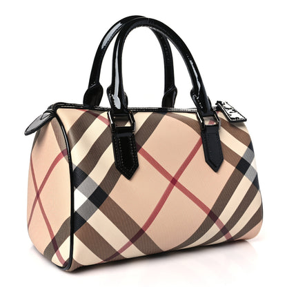 Burberry Nova Check Patent Small Chester Bowling Bag Black 3 of 8