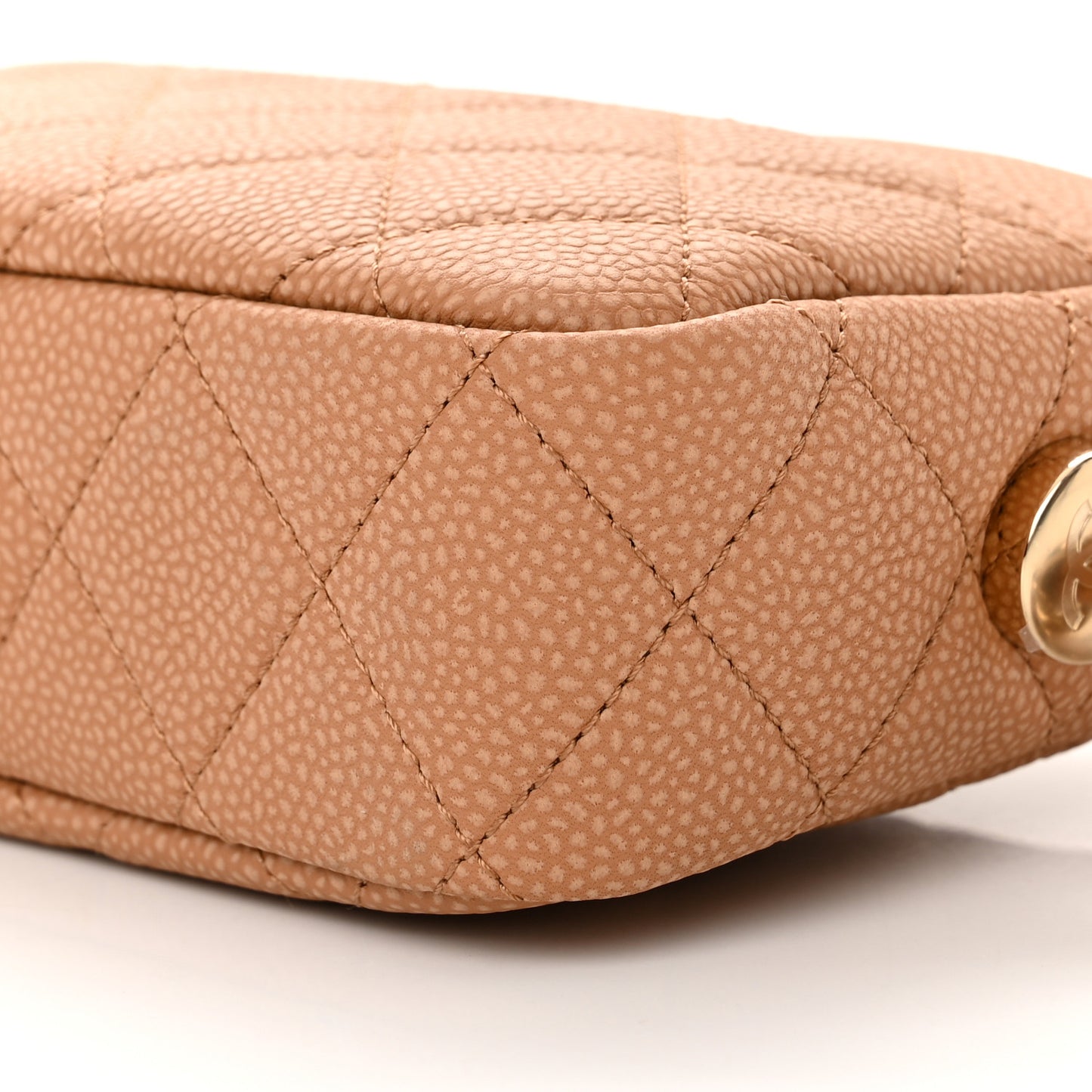 Caviar Quilted Mini Coco Tassel Camera Case Beige