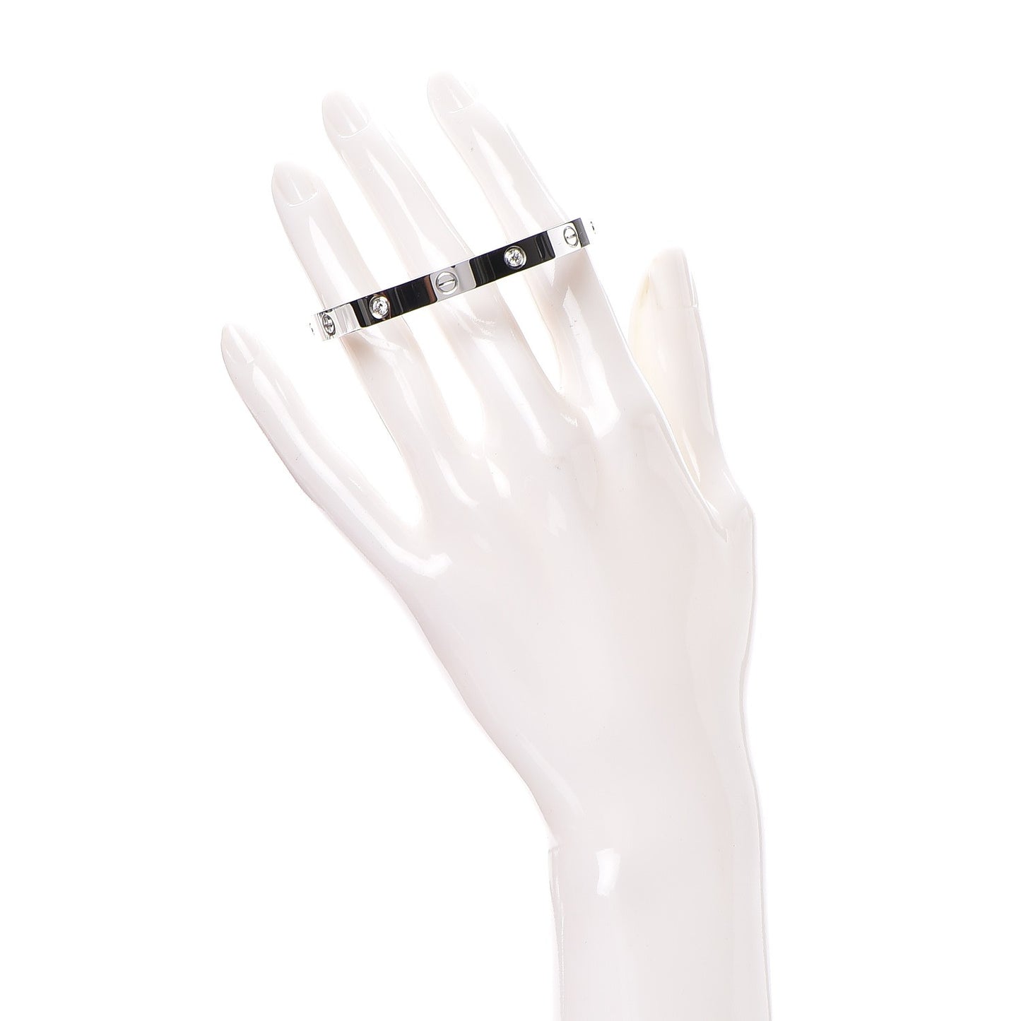 18K White Gold 4 Diamond LOVE Bracelet 17