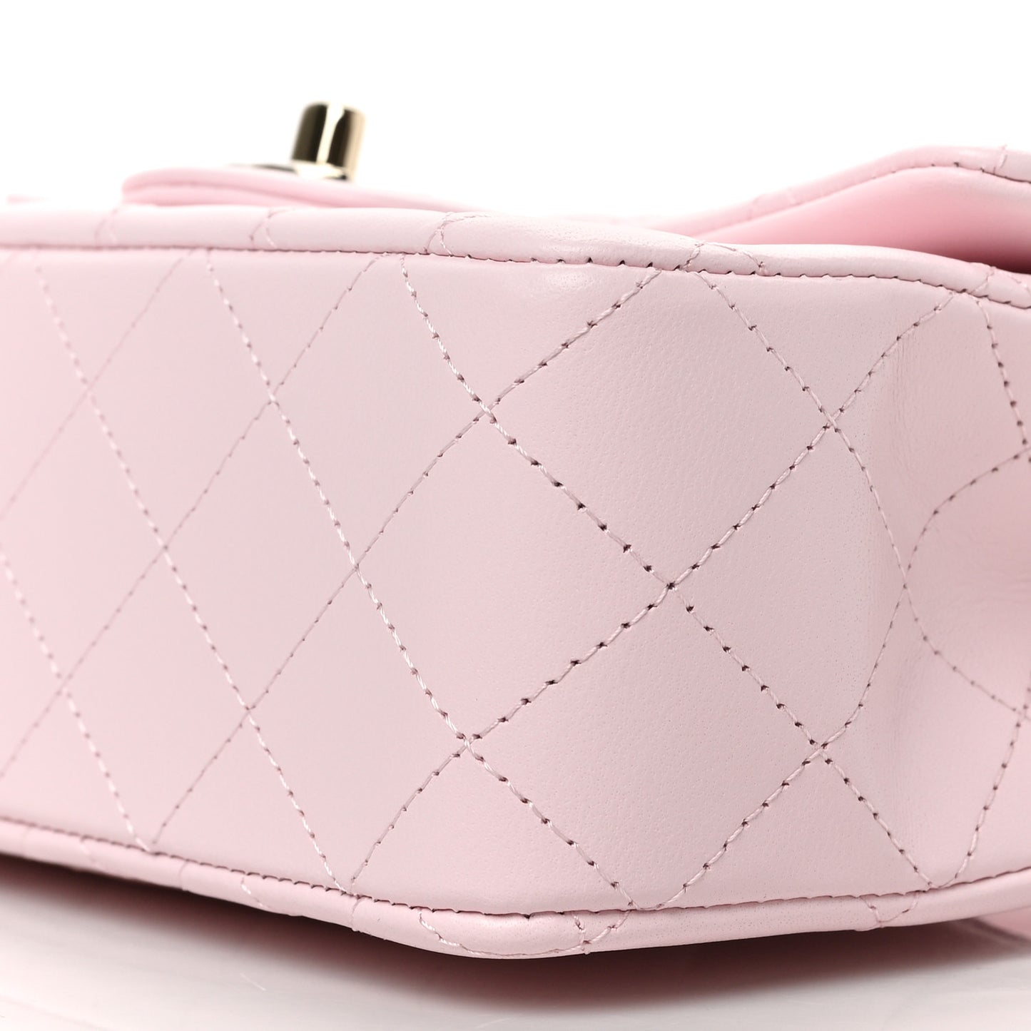 Lambskin Quilted Mini Top Handle Rectangular Flap Light Pink