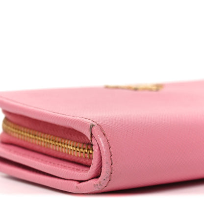 Prada Saffiano Metal Compact Wallet Peonia Petalo 7 of 8
