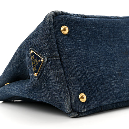 Prada Denim Small Logo Tote Bleu 9 of 11