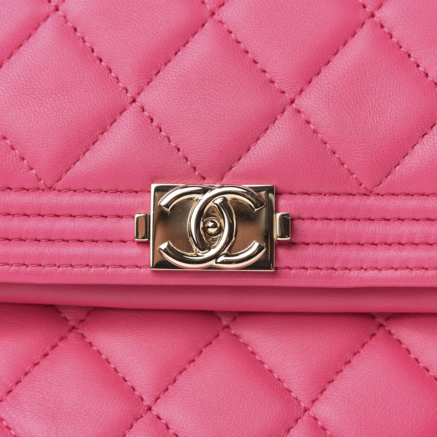 Lambskin Quilted Beauty CC Boy Clutch Fuchsia