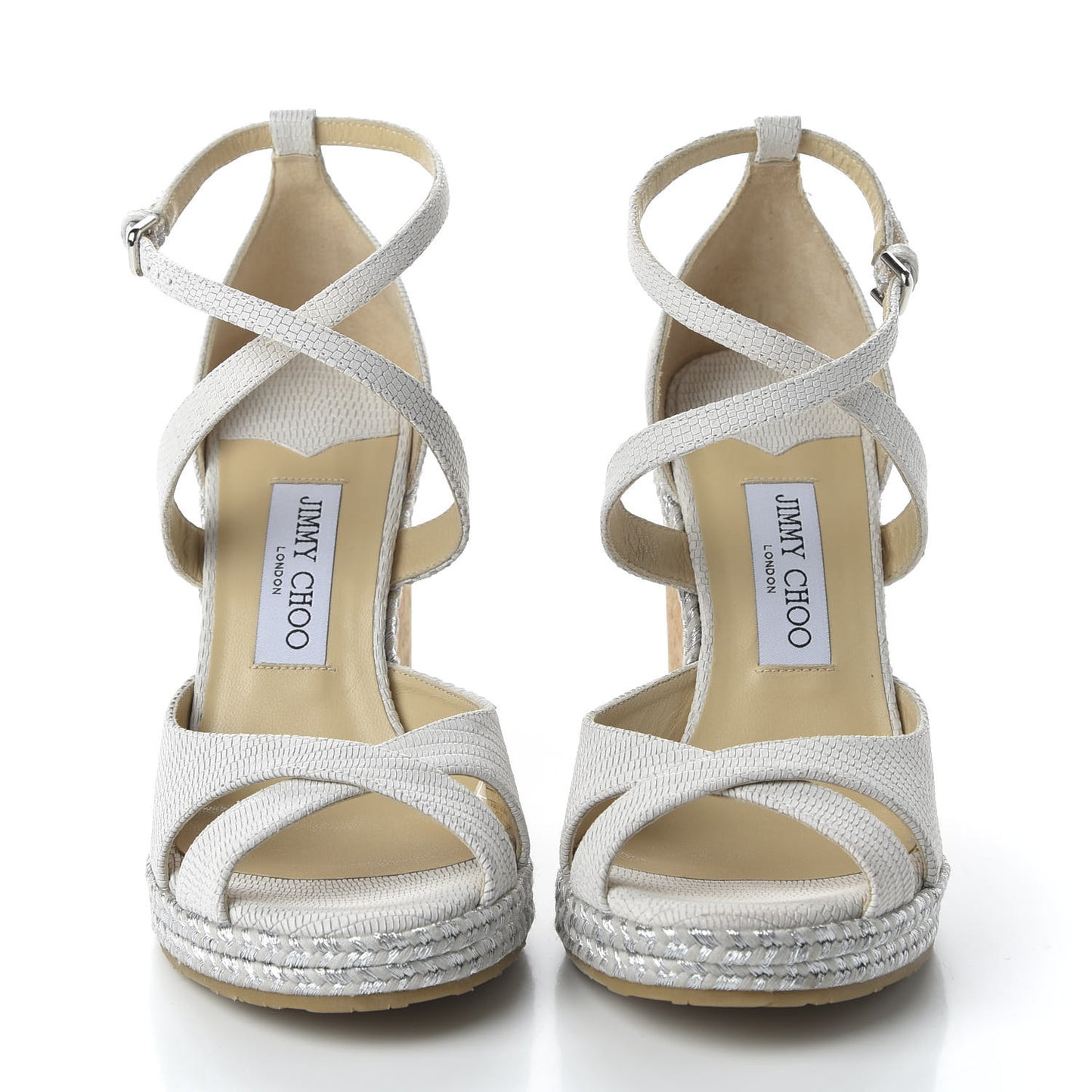 Snakeskin Embossed Cork Alanah Wedge Sandals 39.5 Latte