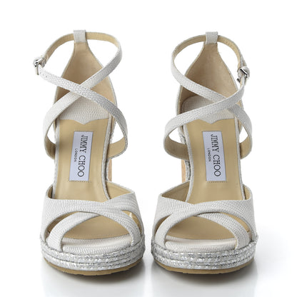 Jimmy Choo Snakeskin Embossed Cork Alanah Wedge Sandals 39.5 Latte 2 of 8
