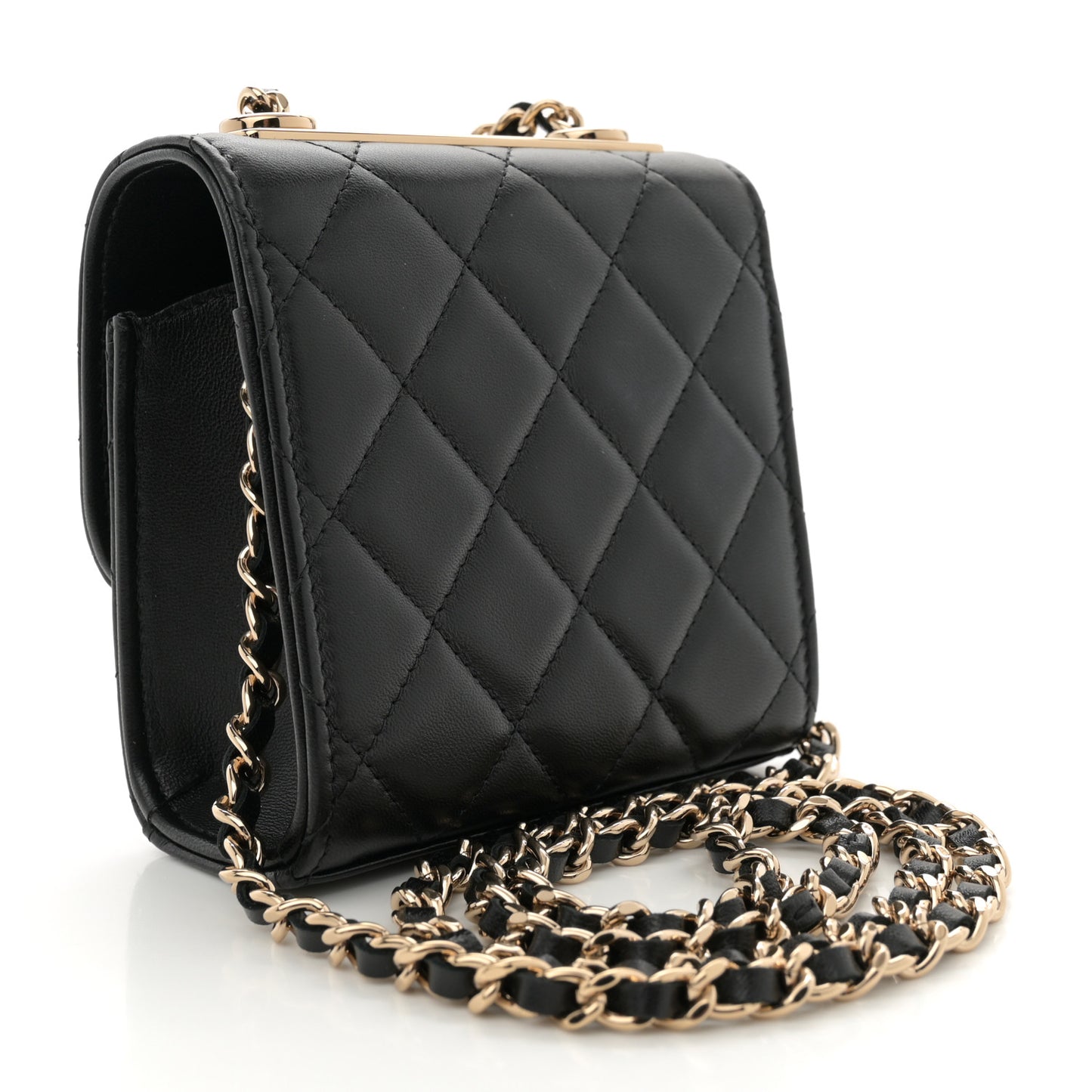 Lambskin Quilted Mini Trendy CC Chain Wallet Black