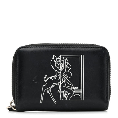 Givenchy Calfskin Iconic Bambi Print Mini Zip Wallet Black White 1 of 10