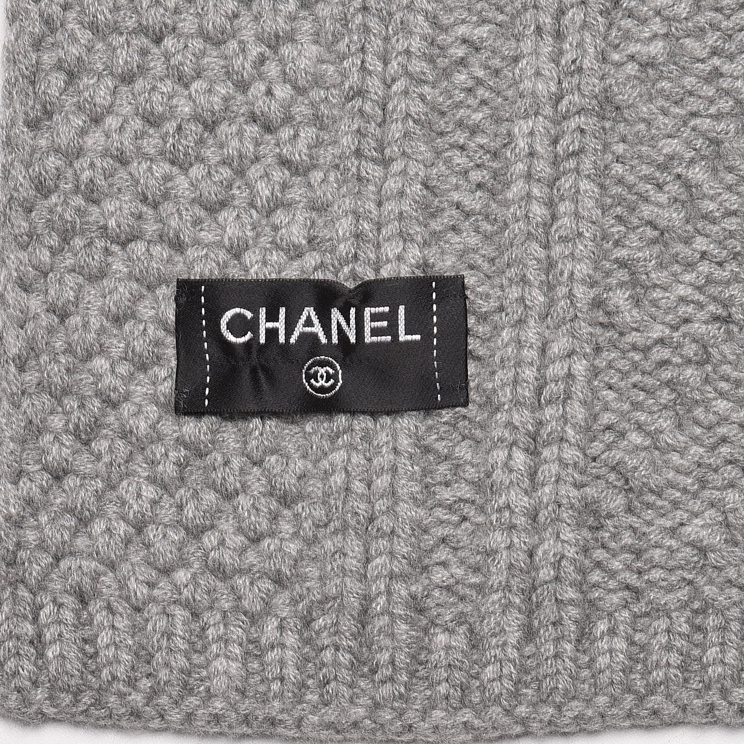 Chanel Cashmere Crystal Sequin CC Scarf Grey 5 of 9