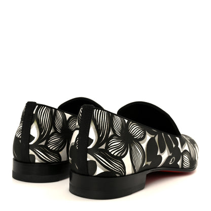 Christian Louboutin Satin Petunia Mens Dandelion Flat Loafers 42 Black White 5 of 8