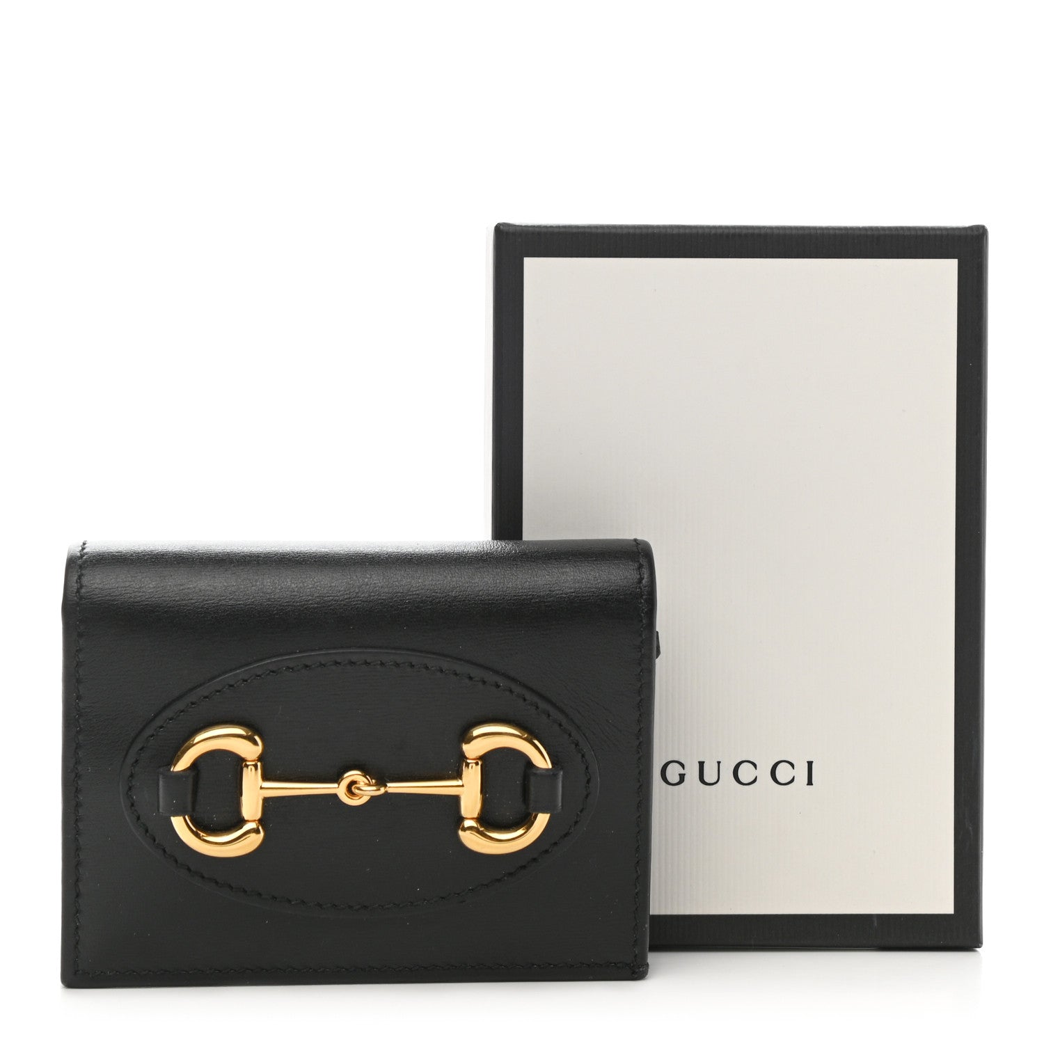 Gucci Boarded Plutone Calfskin Horsebit 1955 Card Case Wallet Black 8 of 8