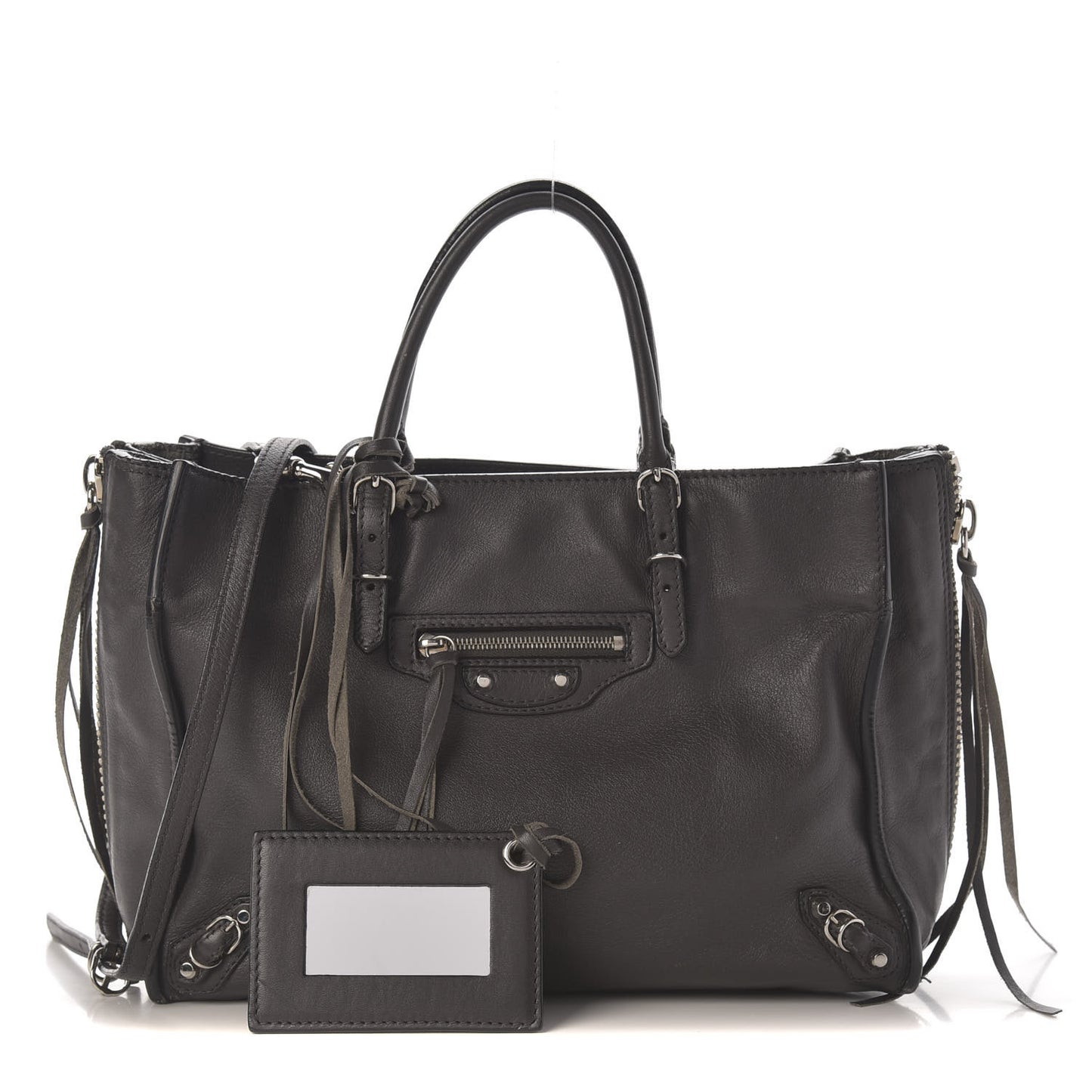 Veau Papier A6 Zip Around Tote Gris Fossile