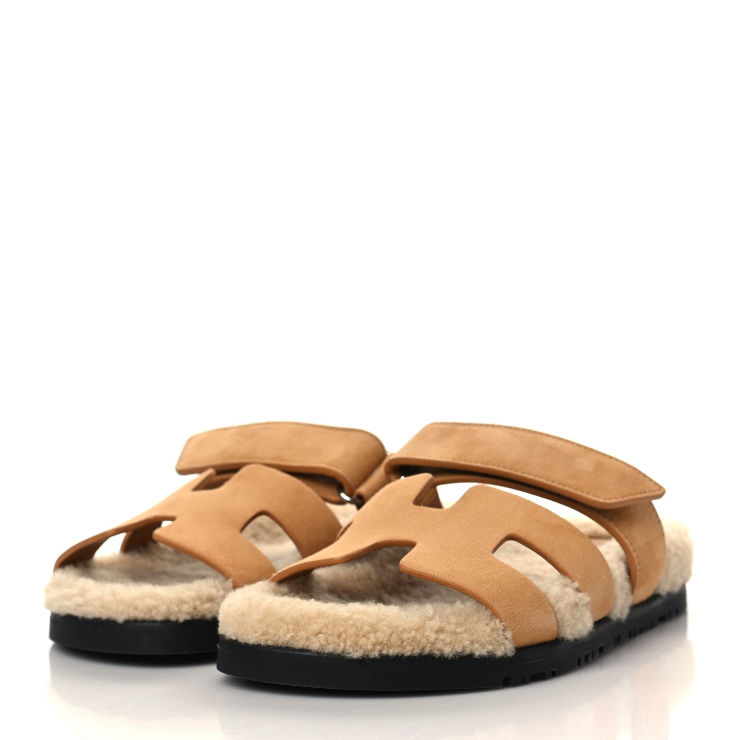 Suede Goatskin Woolskin Womens Chypre Sandals 36.5 Golden Beige