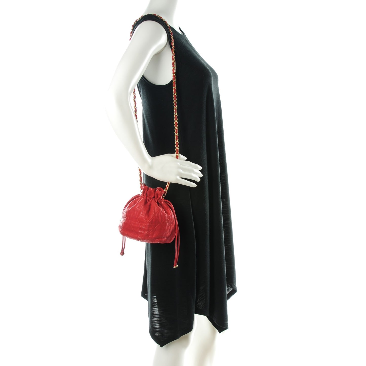 Lambskin Drawstring Pouch Bag Red