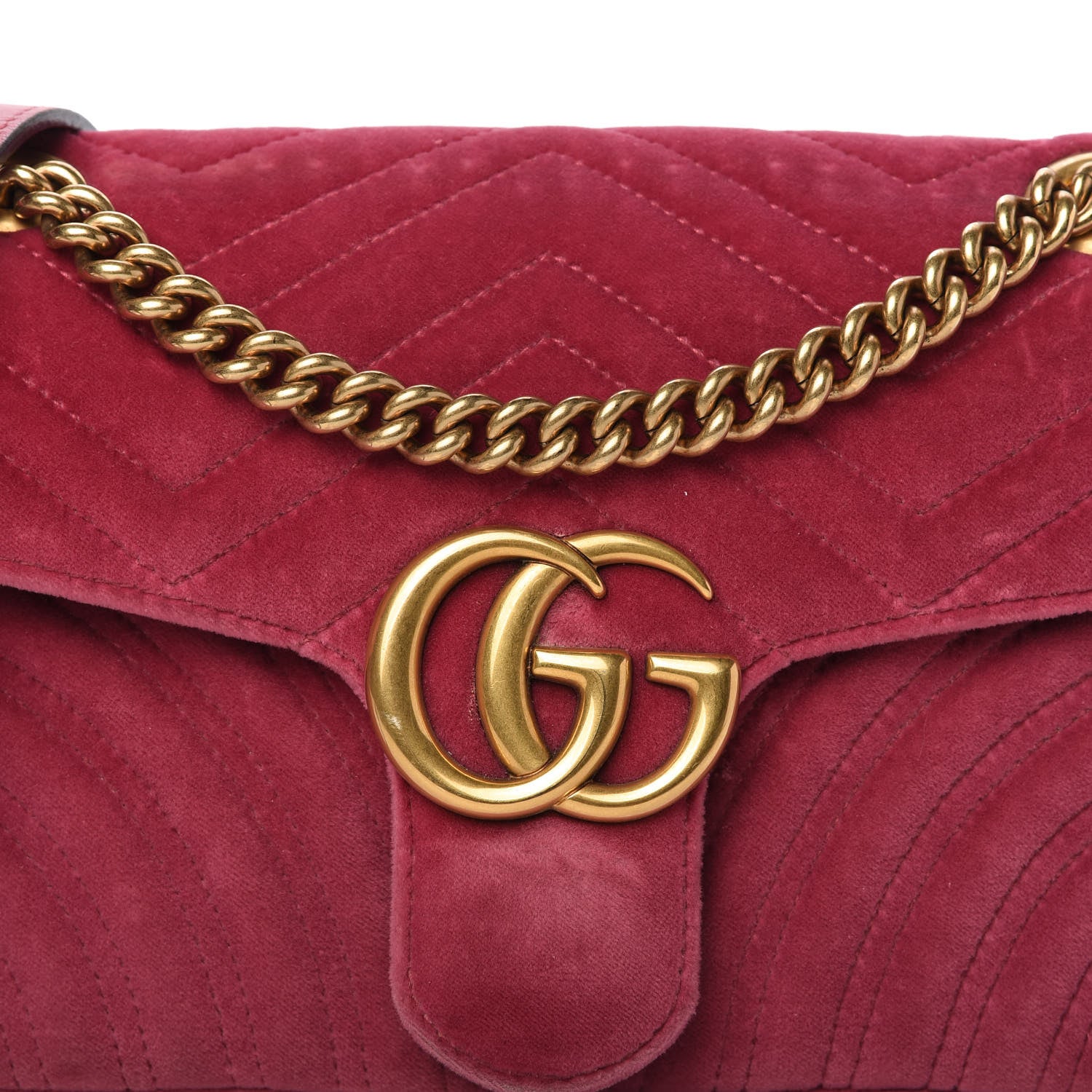 Gucci Velvet Matelasse Small GG Marmont Shoulder Bag Light Raspberry Rose 10 of 10