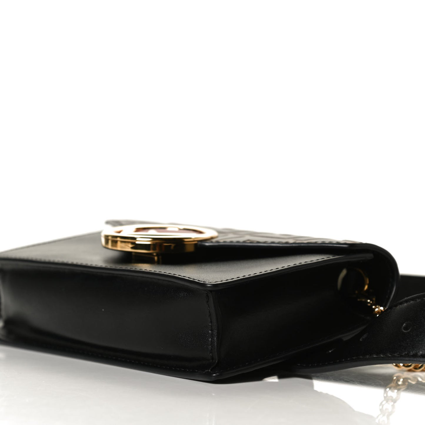 Vitello Liberty F is Fendi Bi-Color FF 1974 Embossed Envelope Belt Bag Maya Black