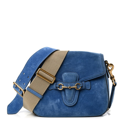 Gucci Suede Medium Lady Web Shoulder Bag Blue 1 of 9