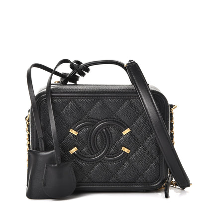 Chanel Caviar Quilted Small CC Filigree Vanity Case Black 1 of 8