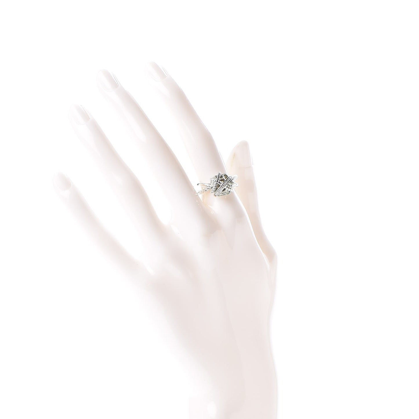 Sterling Silver Diamond Prasiolite 10mm Cable Wrap Ring 53.1 6.5