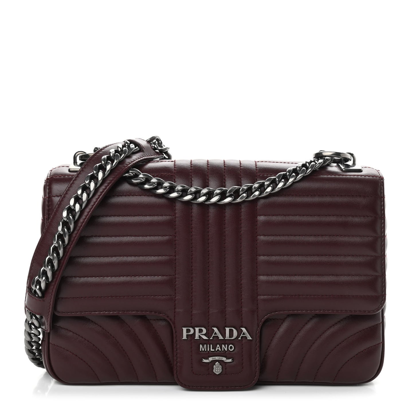 Soft Calfskin Impunture Diagramme Large Chain Flap Shoulder Bag Granato