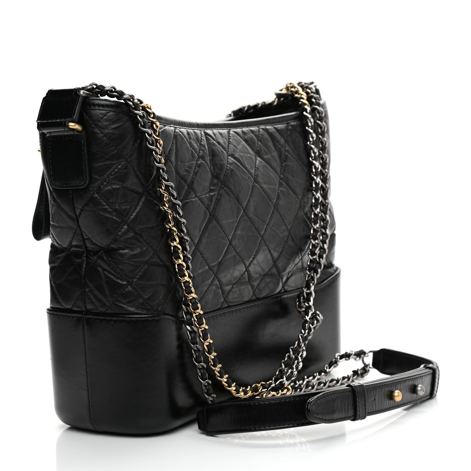 Chanel Aged Calfskin Quilted Medium Gabrielle Hobo Black 3 of 10