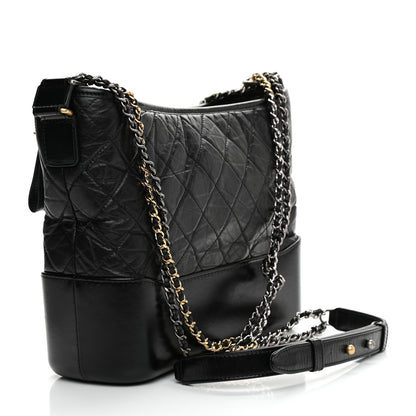 Chanel Aged Calfskin Quilted Medium Gabrielle Hobo Black 3 of 10